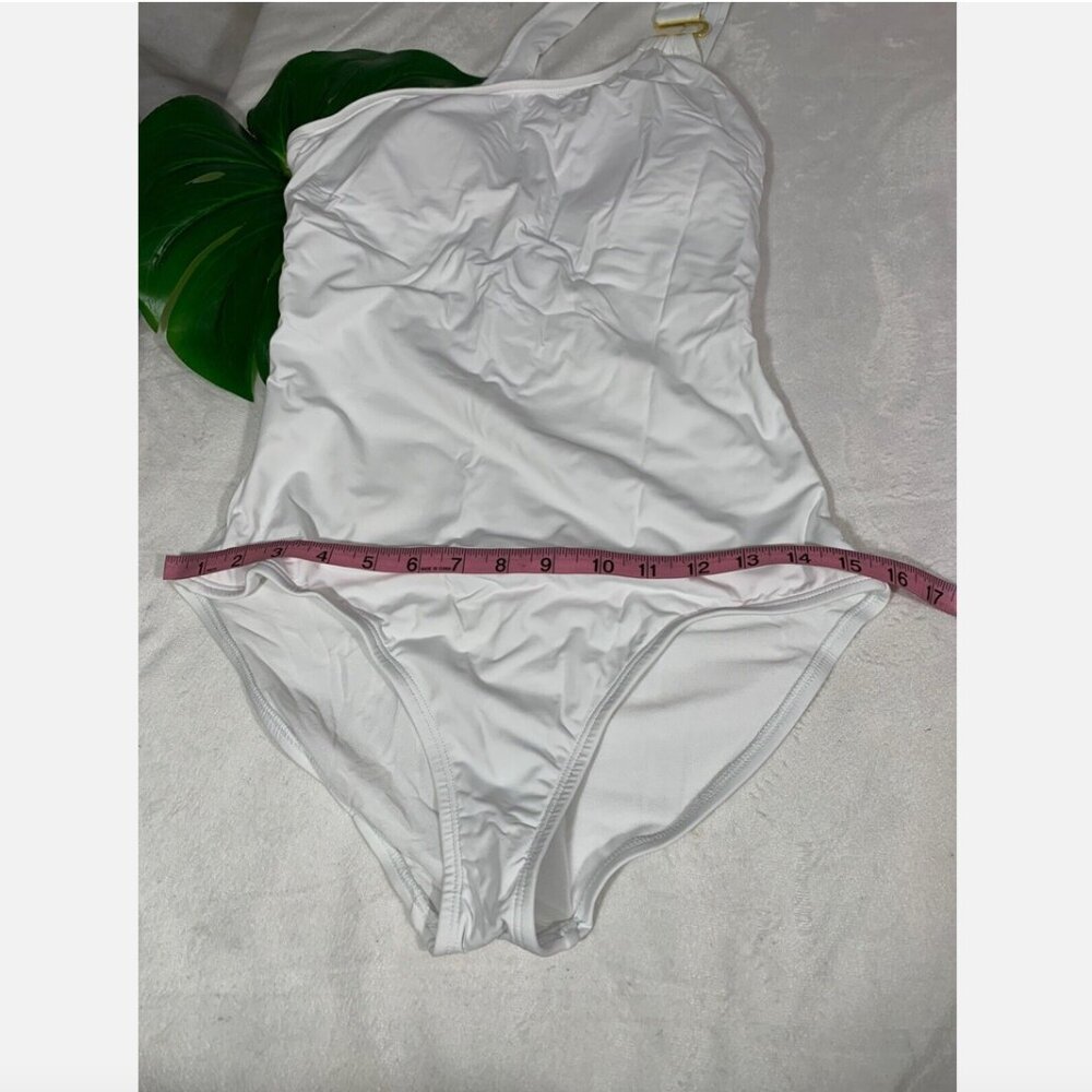 NWT Tommy Bahama Pearl‎ One Shoulder U Ring One Piece Swimsuit White [SZ 10 ] - Picture 3 of 10